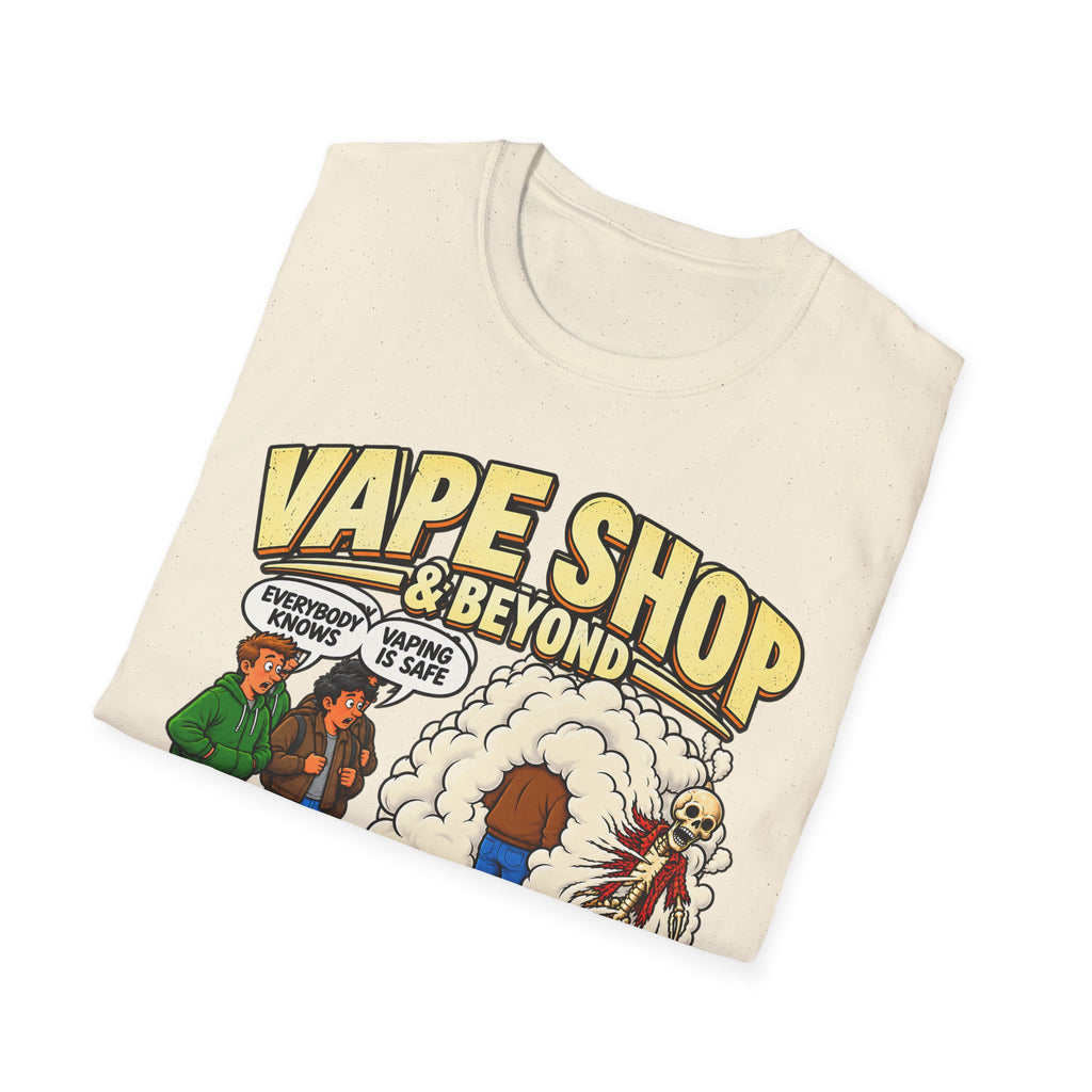 Vape Shop & Beyond T-Shirt – Funny Vaping Comic Graphic