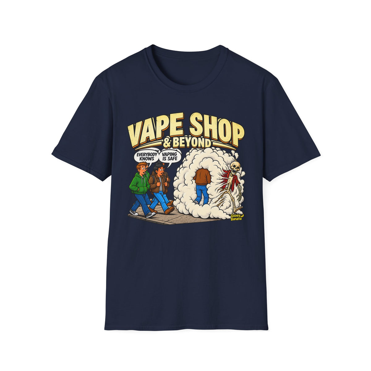 Vape Shop & Beyond T-Shirt – Funny Vaping Comic Graphic