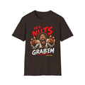 He's Nuts – Grab ’Em T-Shirt – Funny Crazy Humor Graphic