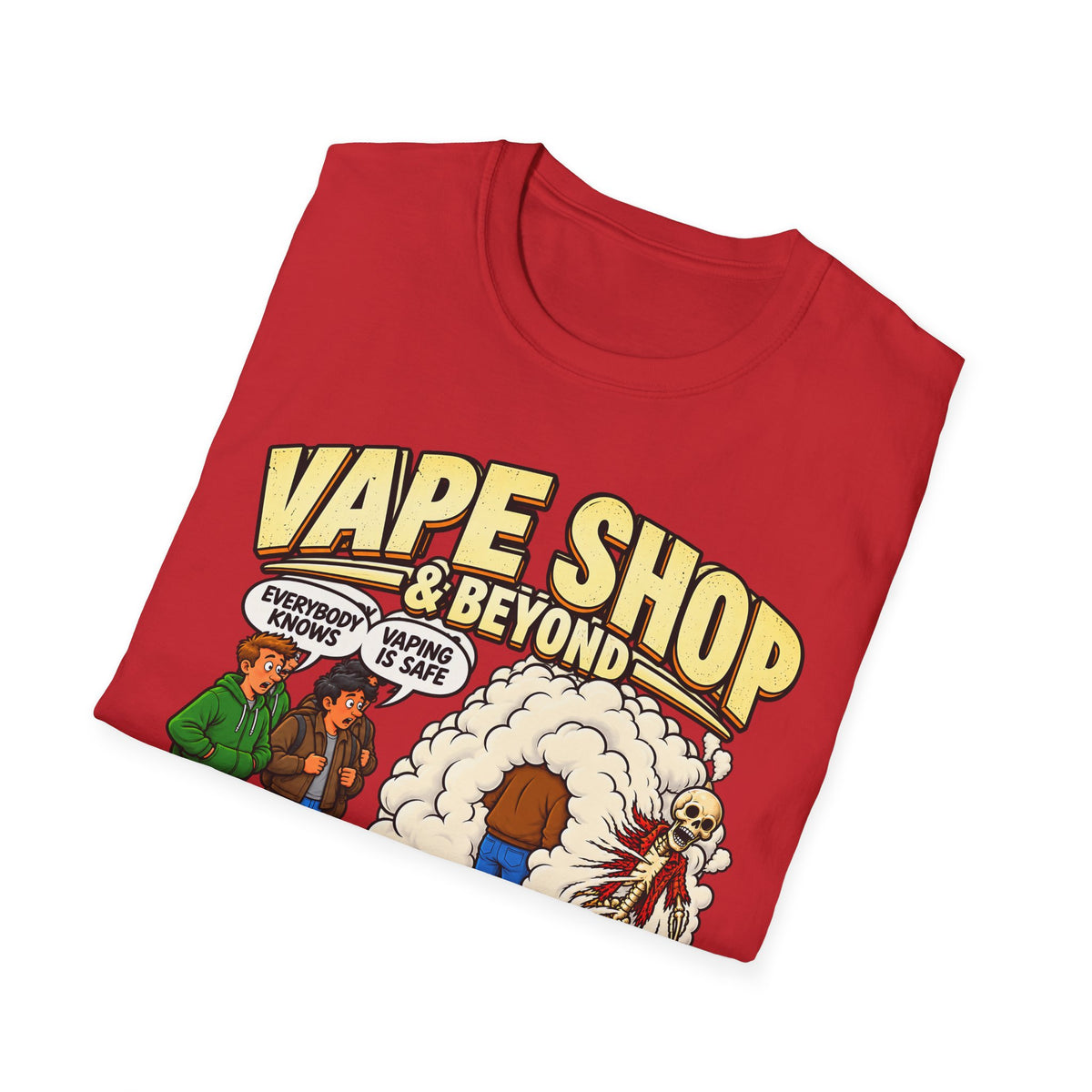 Vape Shop & Beyond T-Shirt – Funny Vaping Comic Graphic