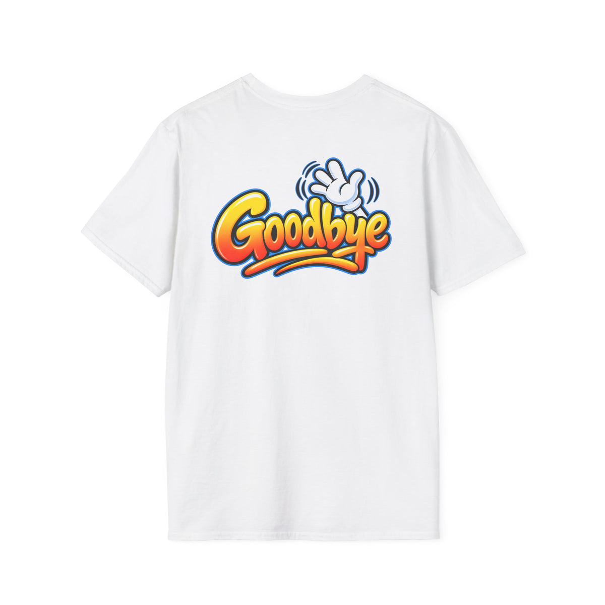 Hello Goodbye Funny Two-Sided T-Shirt – Goodbye Back Design