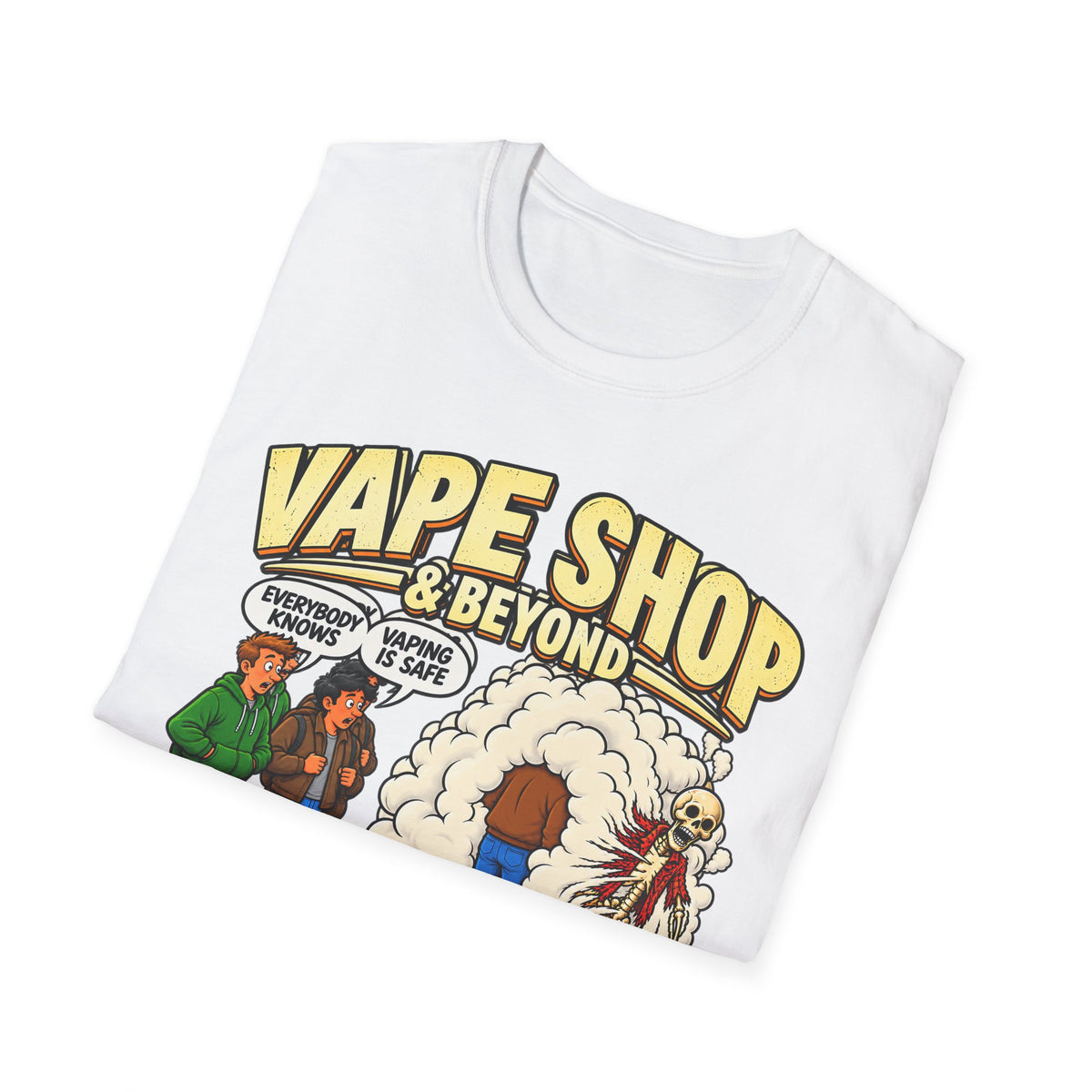 Vape Shop & Beyond T-Shirt – Funny Vaping Comic Graphic