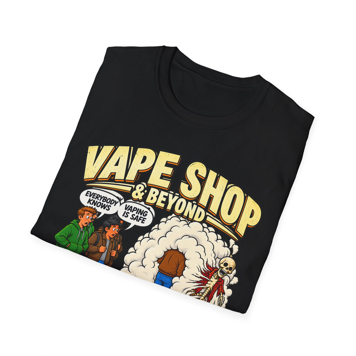 Vape Shop & Beyond T-Shirt – Funny Vaping Comic Graphic