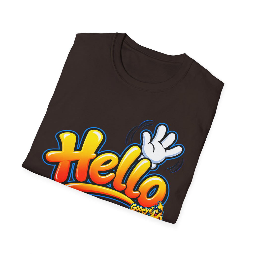 Hello Goodbye Funny Two-Sided T-Shirt – Goodbye Back Design