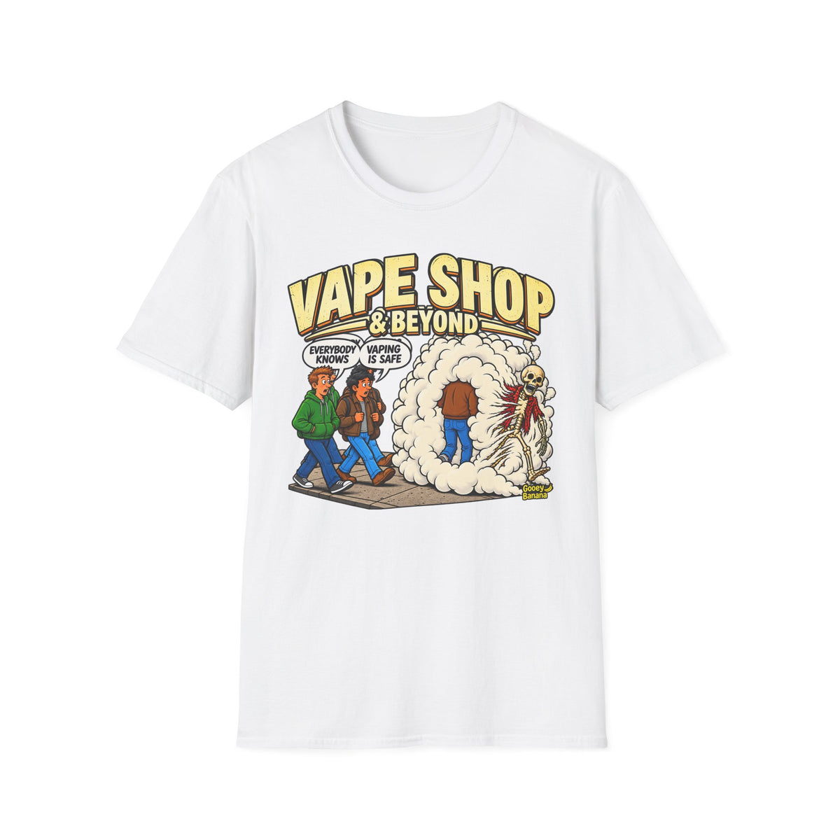 Vape Shop & Beyond T-Shirt – Funny Vaping Comic Graphic