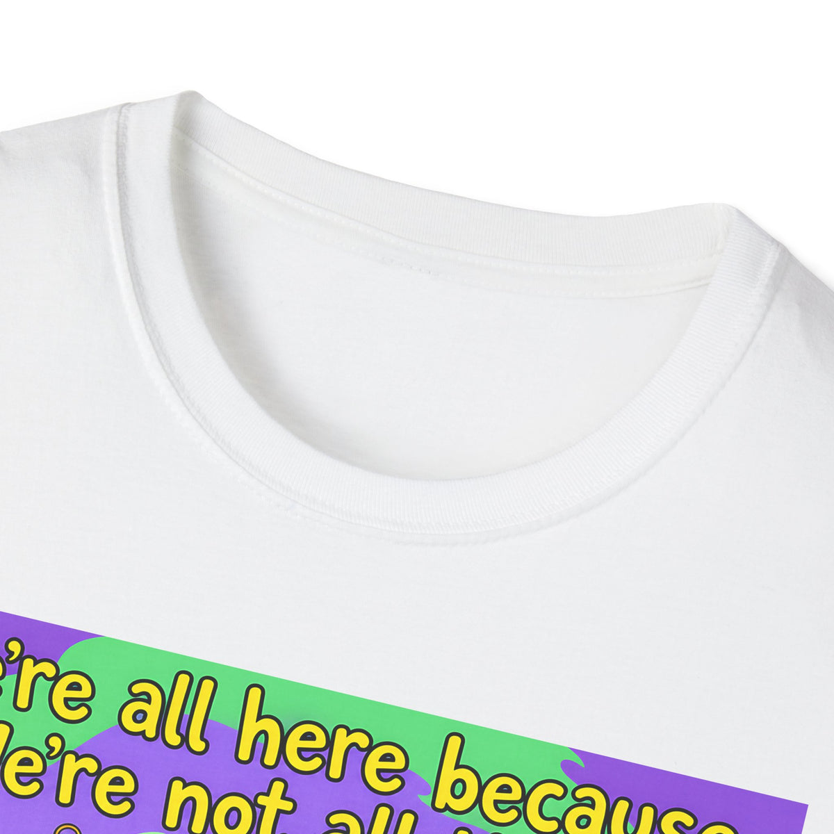 We’re All Here Because We’re Not All There – Funny Crazy Cartoon T-Shirt