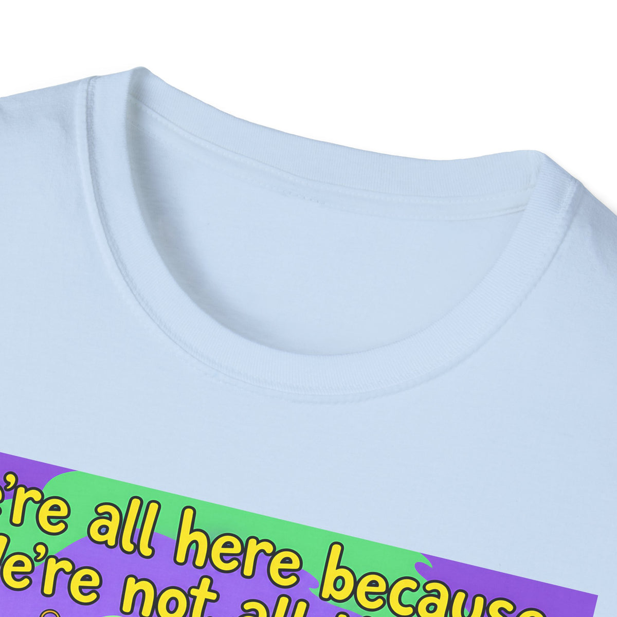 We’re All Here Because We’re Not All There – Funny Crazy Cartoon T-Shirt