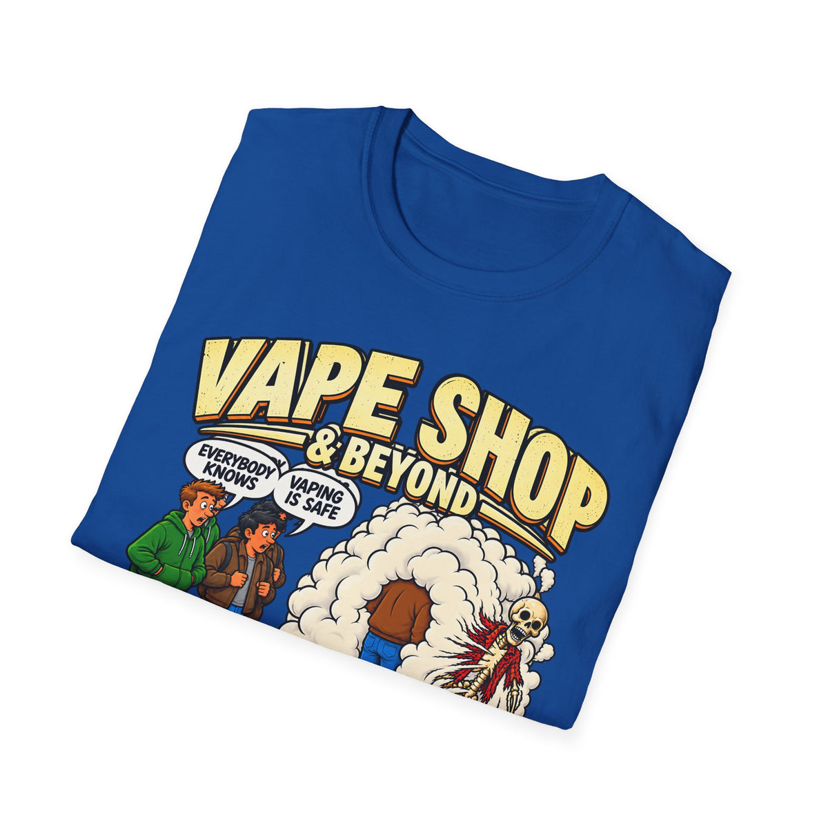 Vape Shop & Beyond T-Shirt – Funny Vaping Comic Graphic