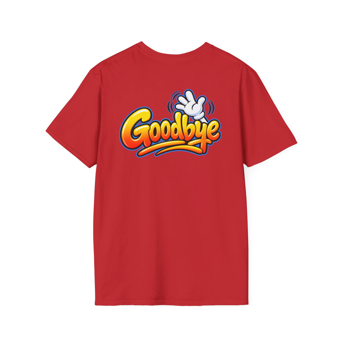 Hello Goodbye Funny Two-Sided T-Shirt – Goodbye Back Design