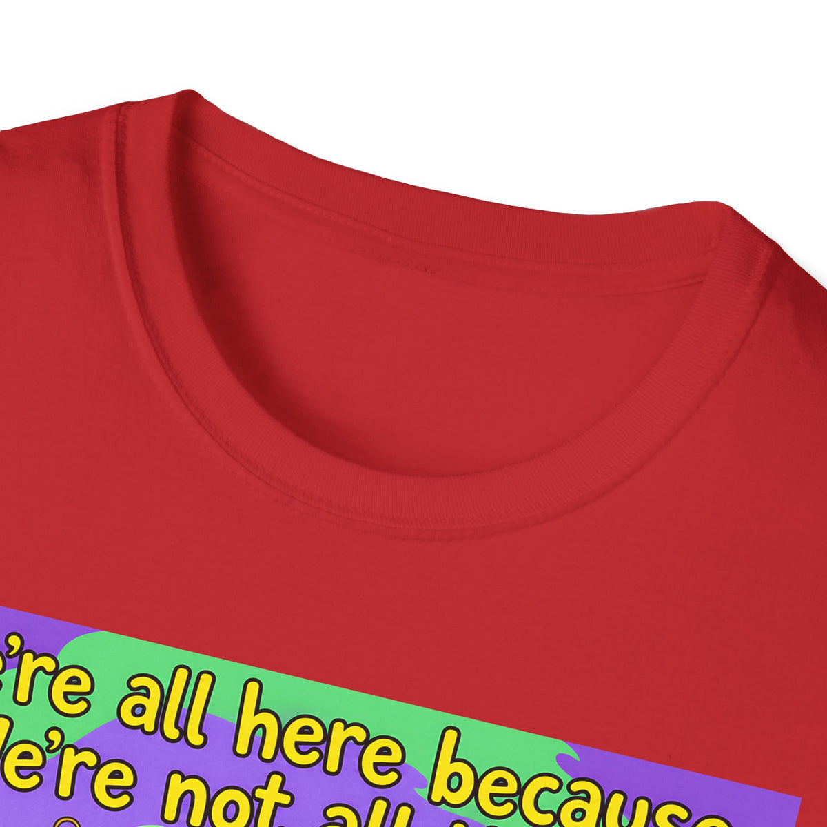 We’re All Here Because We’re Not All There – Funny Crazy Cartoon T-Shirt