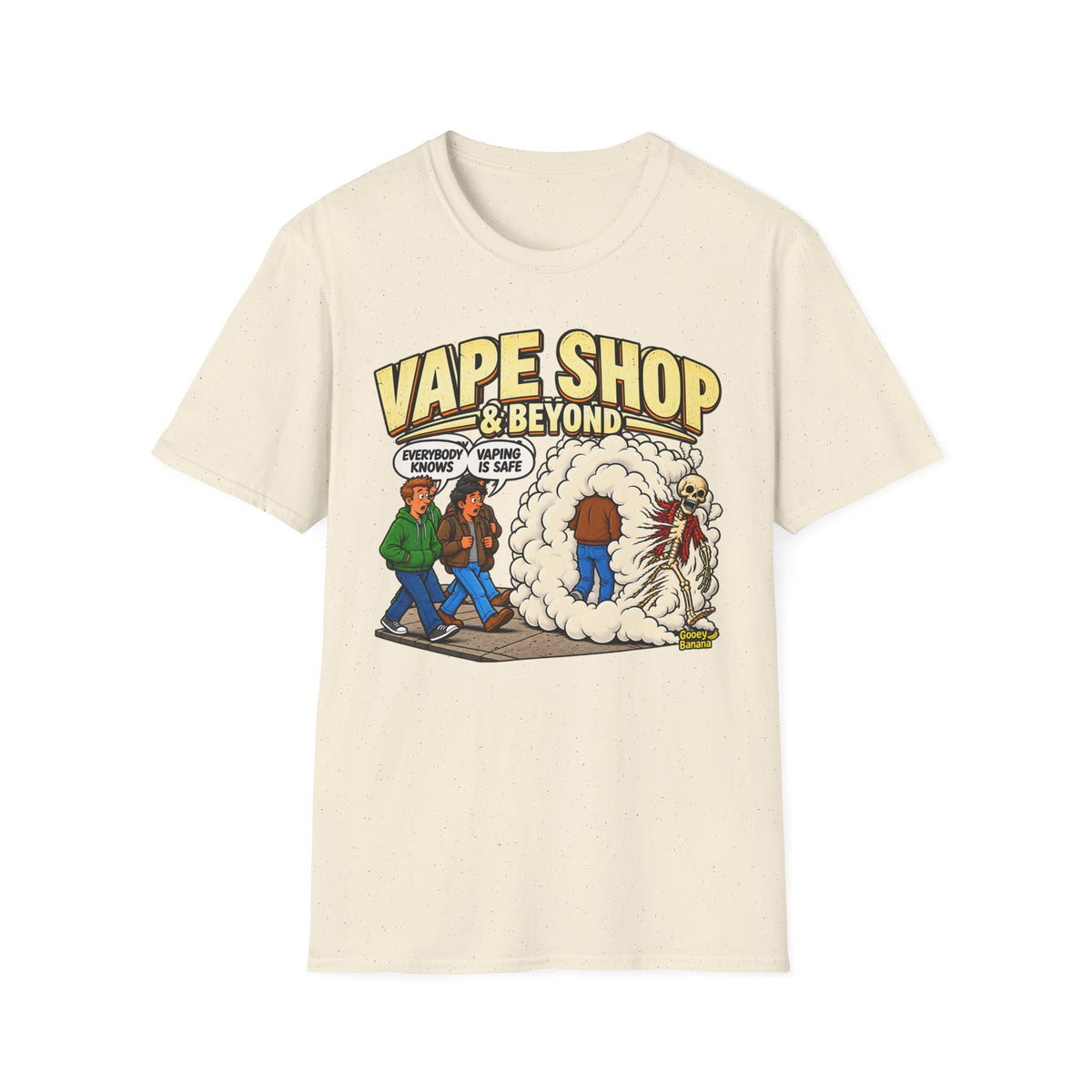 Vape Shop & Beyond T-Shirt – Funny Vaping Comic Graphic