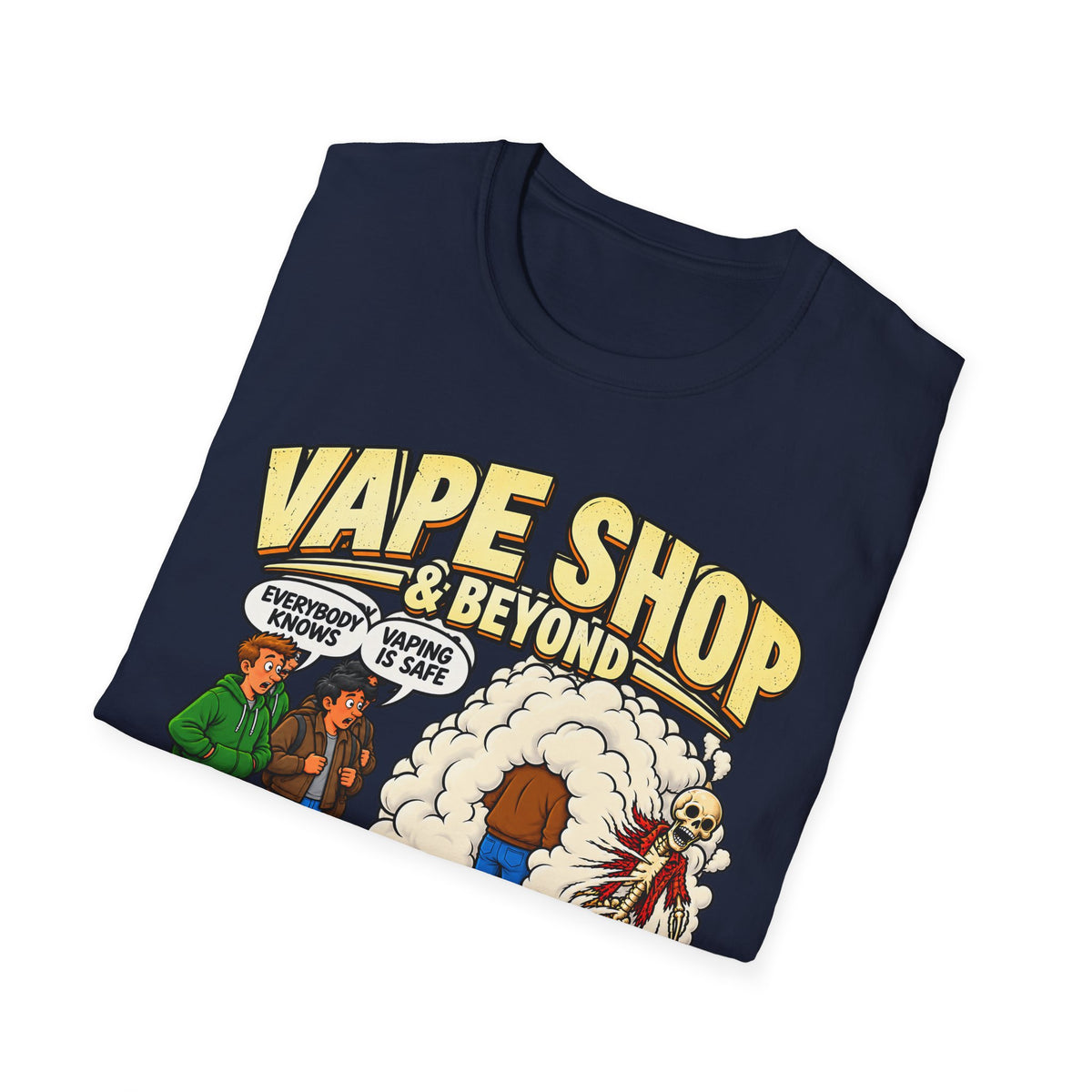 Vape Shop & Beyond T-Shirt – Funny Vaping Comic Graphic